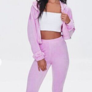 Forever 21 Bundle, Lavender Track Suit, Sz S, Cropped zip up